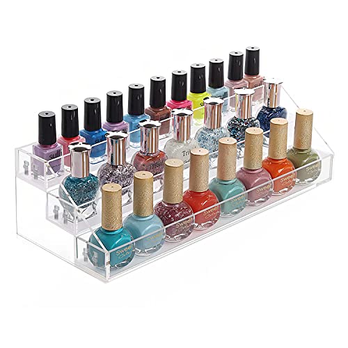 Nail Polish Holder Organizer Clear Acrylic Nail Polish Tray Fingernail Polish Display case 3 layers Essential Oils Holder Makeup Organizer - style: 3t