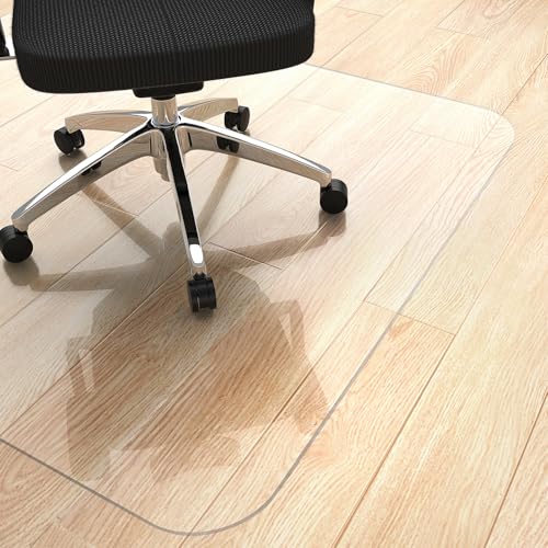 Yecaye Office Chair Mat for Hardwood Floor, Clear Computer Desk Chair Mat, PVC Heavy Duty Floor Protector for Rolling Chairs, 1.7mm Thick Floor Mat (Transparent, 48" x 48" x0.07'') - size: 48" x 48" x 0.07''