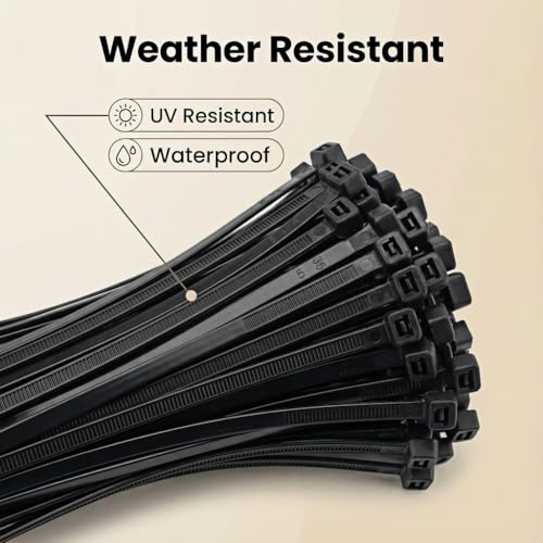 600 Pack Zip Ties Heavy Duty Assorted Sizes, Black UV Resistant Self-Locking Nylon Zip Ties for Indoor Outdoor Wire Management, Home, Office, Garden and Industrial Use - size: 8+12+16+18 600 Pack