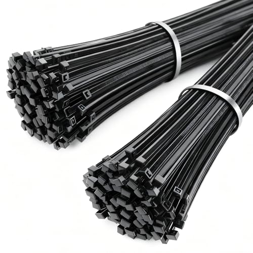400 Pack Black Zip Ties Assorted Sizes 8+12+14+18 Inch, Heavy Duty 100lbs Self-Locking Electrical Cable Ties, UV Resistant Wire Ties for Indoor and Outdoor Use