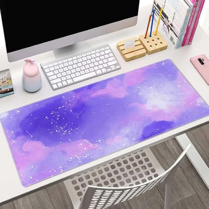 Large Gaming Mouse Pad with Stitched Edges, Cute Stellar in Watercolor Desk Mat, Extended XL Keyboard Pad, Non-Slip Rubber Base Desk Pad for Keyboard and Mouse, 31.5X11.8 inch - color: Cute Stellar in Watercolor