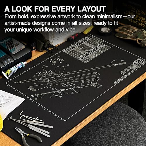 MPCO. Blueprints Large Gaming Desk Pad - 36" x 17" Duraglyde Fabric Browning 50 Cal – Black Desk Mats - Non-Slip, Washable, Smooth Glide for Precision Gaming & Work - color: Duraglyde Browning 50 Cal – Black