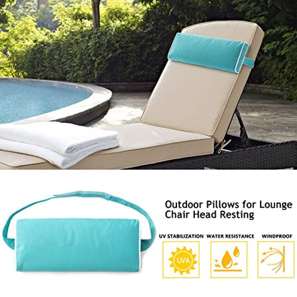 Enipate Outdoor Chaise Lounge Head Pillow, Pack of 2 Water Resistant Headrest Pillows with Elastic Band for Pool Patio Chairs - color: Blue
