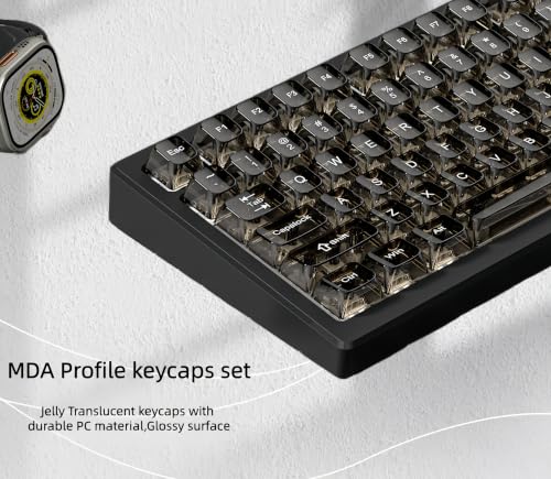 dagaladoo Clear keycaps,Transparent Keyboard keycaps,Jelly Key caps Set,Shine Through keycap，MDA Profile Keyboard caps for Mx Switches Mechanical Keyboard(Black) - color: Black