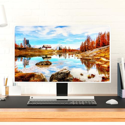 Autumn Farmhouse Waterproof 22, 23, 24, 25 Inch Anti-Static Dustproof LCD/LED/HD Seasonal Scenery Landscape Trees Lake Full Body Cover for Computer Screen Panel Case Computer Sleeve - color: brown blue, size: 22-25 Inch