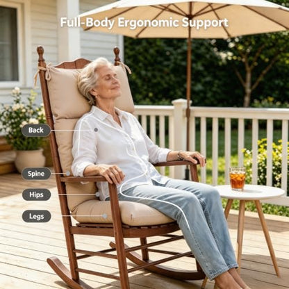 QILLOWAY Outdoor Rocking Chair Cushions Set of 2, 100% Polyester Waterproof Patio Rocking Chair Cushion, High Back Weatherproof Chair Pad for Adirondack & Outdoor Furniture, Sand,Beige - color: Beige/Sand/Camel