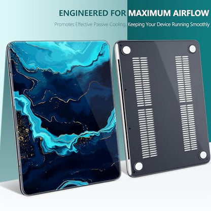DONGKE Compatible with MacBook Neo 13 Inch Case 2026 A3404 A18 Pro chip & Touch ID, Plastic Hard Shell with Keyboard Cover, Screen Protector & Dust Plugs, Blue Marble - color: Blue Marble