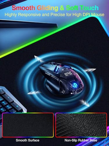 Wireless Charging Mouse Pad Gaming, 31.5"x15.8" Large Desk Mat, Waterproof | RGB Mousepad, Smooth Glide, Stitched Edge, Non-Slip Rubber Base, Desk Pad Computer Keyboard Mat, No Adapter
