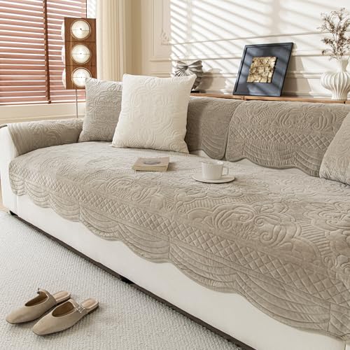Couch Arm Covers, Velvet Fleece Vintage Couch Covers for Sofa, Anti-Slip Armchair Sofa Slipcovers Furniture, Armrest Pads, Pet Friendly Couch Protector for Dogs Washable (1PC, Taupe, 28"X28") - color: Vintage Taupe, size: 28"x 28"