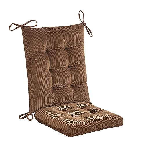 Outdoor Patio Cushion, Rocking Chair Cushion, Tufted Pads, Set of Upper and Lower with Ties Pack of 2 (2 Sets) - Back 20"×17", Seat 17"×17" (Brown) - color: Brown