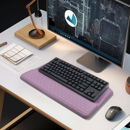 Computer Keyboard Stand Pad with Wrist Rest, Ergonomic Comfy Tilted Keyboard Stand Riser Holder Pad for Office Home (Purple) - color: Purple