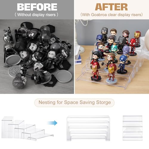 Goabroa 2 Sets 10 Pcs Clear Display Risers, Rectangular (7"-8"-9" L) Risers Display Stands, Table Stands for Jewelry, Cupcake, Perfume, Figures - color: Clear, size: Regular 2 Sets (10PCS) Rectangle