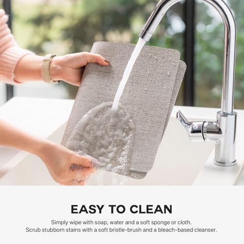 Baroyal Faux Leather Placemats Set of 6 Vinyl Washable Wipeable Table Mats for Kitchen Dining Table Heat Resistant Waterproof Modern Indoor/Outdoor Placemats Non-Slip Easy Clean Place Mats (Mix Gray) - color: C-mix Gray