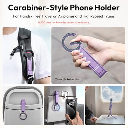 ULANZI MA30 Magnetic Phone Tripod Stand for iPhone, Aluminium Maglock Smartphone Mini Tripod Pocket Cell Phone Stand Strong Magnet Compatible with iPhone 17 16 15 14 13 12 Series, Lavender - color: Lavender