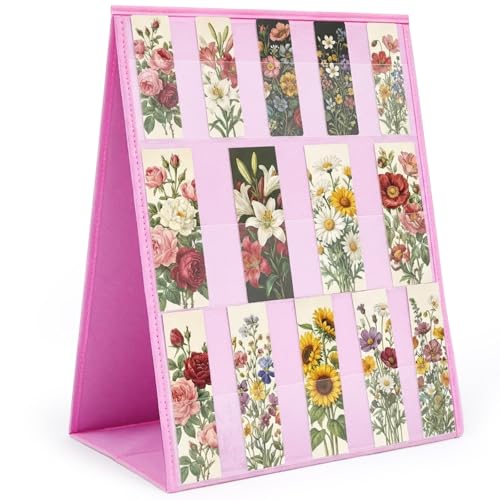 Faccito Bookmark Display Stand, Double Sided Portable Holder, Pink Desktop Display Rack for Gift-Ready Reading Accessories, Craft Fairs, Vendor Booths - color: Pink, style: 2 Sides