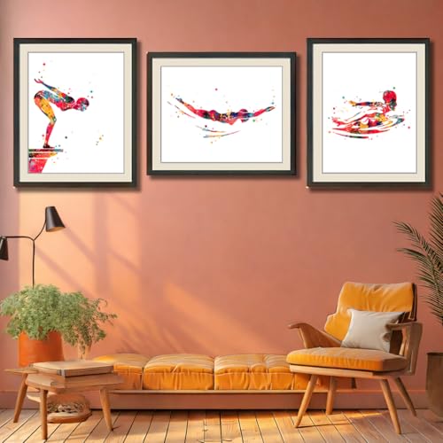 Watercolor Swimming Girl Athlete Illustration Art Print for Girl's Bedroom Decorations, Swimmer Poolside Locker Boost, Playroom Energy, Young Swimmer Surprises, Aspiring Freestyler Tokens, Team Captain Honors, Coach Appreciation, Birthday Gifts - 8x10 Unf