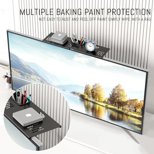 CABTE Adjustable Steel TV Top Shelf, Floating TV Stand, Universal Monitor Shelf for Soundbar, Game Console, Cable Box, Router Shelves (16.93x4.72inch with 1 Boxes) - style: 16.93x4.72inch with 1 Boxes