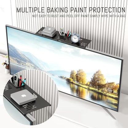 CABTE Adjustable Steel TV Top Shelf, Floating TV Stand, Universal Monitor Shelf for Soundbar, Game Console, Cable Box, Router Shelves (16.93x4.72inch with 1 Boxes) - style: 16.93x4.72inch with 1 Boxes