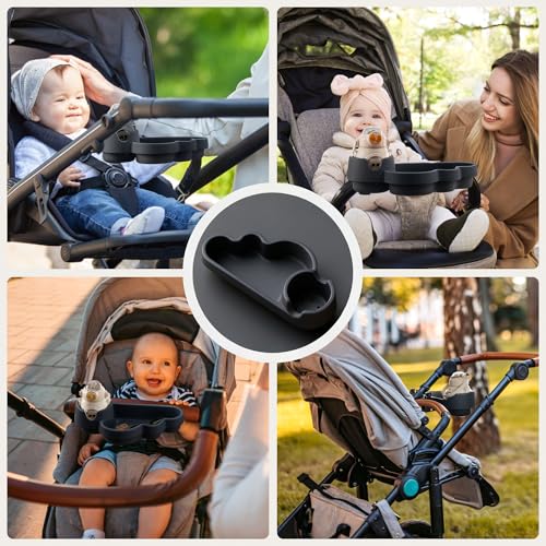 Li & Zhao Universal Stroller Snack Tray Attachment - Universal Snack Tray for Cloud Cup Holder Tray Plastic Accessories for Baby,Toddler(Beige) - color: A-Black