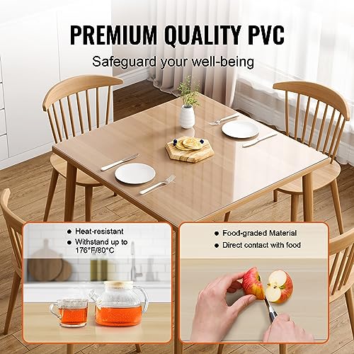 VEVOR Clear PVC Square Tablecloth, 12" x 12", 1.5mm Thick, Waterproof, Stain Resistant, Durable, Desk, Coffee Table, Dining Room Table - size: 12" x 12" (Square)