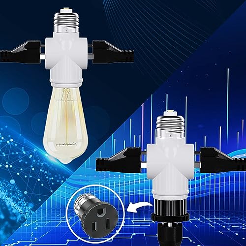 2 Pack, Light Socket to Plug Adapter, Convert E26 Light Socket to 3-Prong Outlet Adapter and Light Bulb Socket (White) - style: White