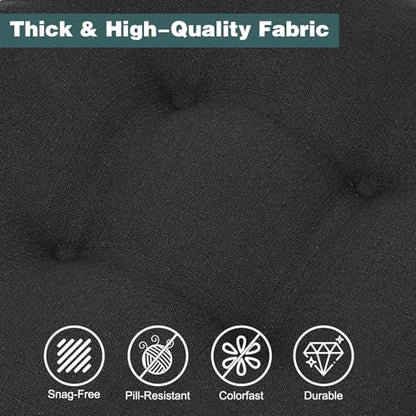 baibu Set of 2 Dining Chair Cushions, Dual-Layer Patent Design Memory Foam Kitchen Chair Cushions, Non-Slip Seat Pads with Ties, 16.5 x 16.5 x 3.5in, 2 Pack, Black - color: Black, size: 2 Count (Pack of 1)