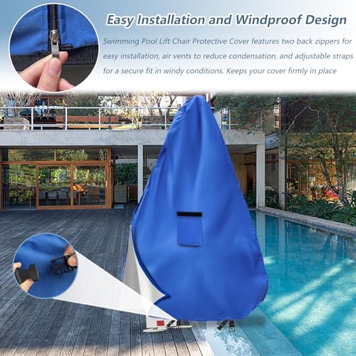 Pool Lift Cover - 600D Heavy Duty Waterproof Cover for Aqua Creek Scout Pool Lift Chairs,Blue - color: Blue, size: 46″L x 59″W x 87″H
