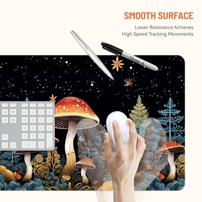 Mousepad Desk Mat Gaming Large Keyboard Cute Office Desktop Computer Laptop XXL Long Big Kawaii Aesthetic Girly Pretty Design Women Girl Gamer Oversized Wide 30x12'' Mousepad, Moon Mushroom - color: Moon Mushroom