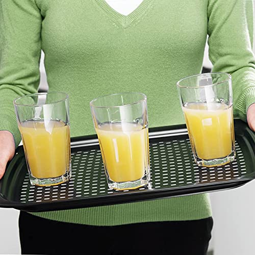 ECOIOU Non Slip Food Serving Tray with Handles, 2-Pack Rectangle Anti-Slip Non-Toxic Dishwasher Safe Tray for Snack Fruit Dessert Breakfast Drink,Black - color: Black