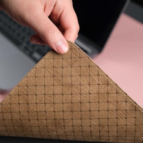 Jersey Genuine Calfskin Leather Desk Pad, Office Desk Mat with Non-Slip Bottom, Smooth Surface for Mouse & Keyboard, Desk Protector (36x19 inches) (Pink) - color: Pink
