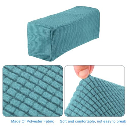 uxcell 2pcs Stretch Armrest Covers for Chairs/Sofas, Couch Arm Covers with Twist Pin, Furniture Protector Slipcovers Light Blue - color: Light Blue