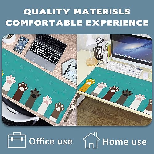 Extended Gaming Mouse Pad Cute Cat Paws Large Mousepad with Stitched Edges,Anti-Slip Rubber Base Keyboard Mouse Mat Desk Pad for Gaming Home Office 35.4 x 15.7 inches - color: Cute Cat Paws