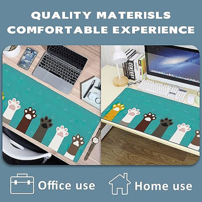 Extended Gaming Mouse Pad Cute Cat Paws Large Mousepad with Stitched Edges,Anti-Slip Rubber Base Keyboard Mouse Mat Desk Pad for Gaming Home Office 35.4 x 15.7 inches - color: Cute Cat Paws
