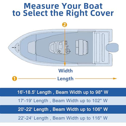 Center Console Boat Cover, 900D Heavy Duty Boat Center Console Cover, Waterproof Boat Covers 22-24 FT with Motor Cover and Metal Windproof Adjustable Buckle, Gray - color: Gray, size: 22'-24' Length , Beam Width up to 116" W