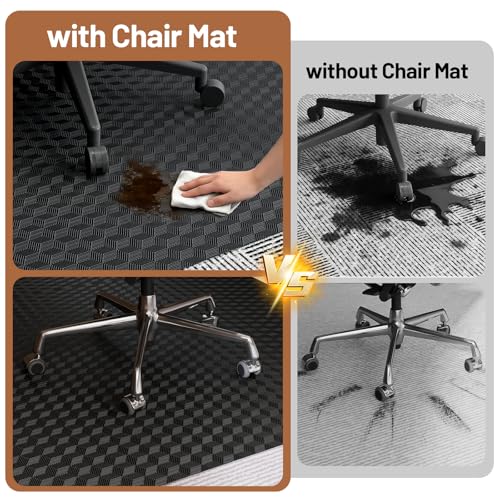 Office Chair Mat for Low Pile Carpet with Lip, 48" x 60" Clear Plastic Heavy Duty Floor Protector, Smooth Glide Desk Chair Mat for Rolling Chairs, Computer Chair Mat for Home Office, Gaming-Black - size: 48"x60"