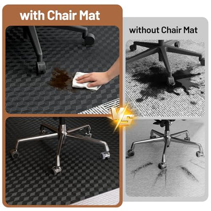 Office Chair Mat for Low Pile Carpet with Lip, 36" x 48" Clear Plastic Heavy Duty Floor Protector, Smooth Glide Desk Chair Mat for Rolling Chairs, Computer Chair Mat for Home Office，Gaming-Black - size: 36"x48"