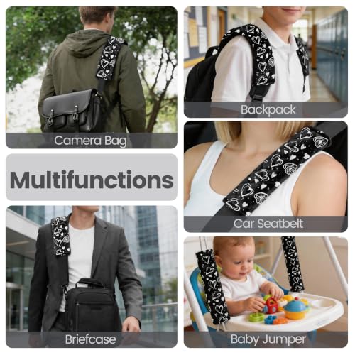 Amooca Soft Auto Seat Belt Cover Seatbelt Cushions Shoulder Pad 2 PCS for a More Comfortable Driving Compatible with All Cars and Backpack Cute Black Heart - color: Black Heart