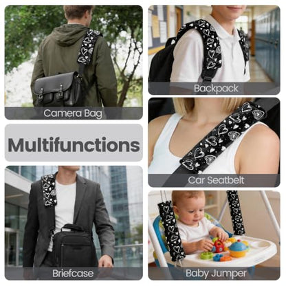 Amooca Soft Auto Seat Belt Cover Seatbelt Cushions Shoulder Pad 2 PCS for a More Comfortable Driving Compatible with All Cars and Backpack Cute Black Heart - color: Black Heart