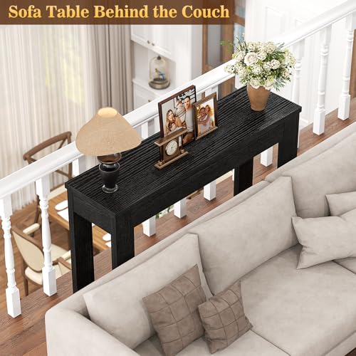 Armocity Console Table, Small Farmhouse Wood Entryway Table, Sofa Tables Narrow Long Behind Couch, Entry Table for Entrance, Hallway, Living Room, 32", Embossed Black - color: Embossed Black, size: 32"