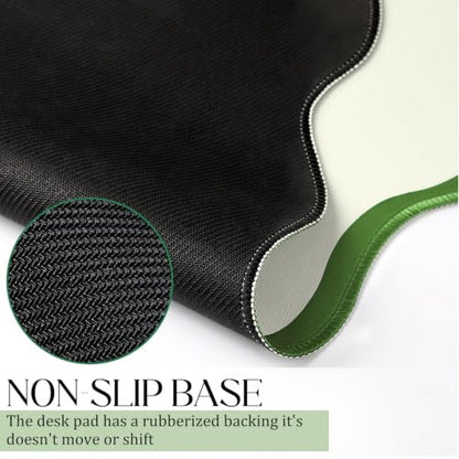 Hahafelt Scalloped Desk Mat Large Desk Pad Cute Coquette Table Mat Back to School Preppy Table Make up Pad Nonslip Graduation Gift with Stitching Waterproof Gaming(Green,23.6 x 13.8 Inches) - color: Green, size: 23.6 x 13.8 Inches