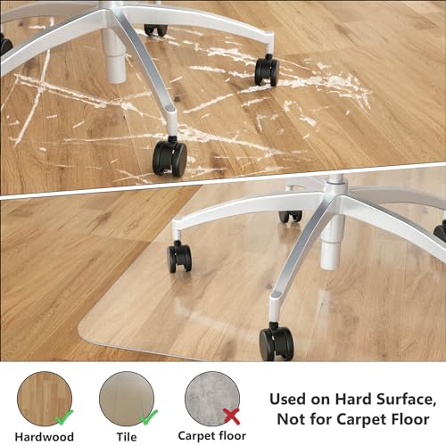 Amyracel Office Chair Mat for Hardwood Floor Desk Floor Mat for Hardwood Floors, Clear Desk Chair Mat for Hard Floor Easy Glide Floor Protector Mat (for Hard Floor, 46" x 72" Rectangular) - color: Clear, size: 46" x 72" Rectangular