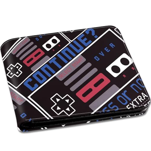 EXXBYELI Boys Wallet Gamepad Leather Wallets Credit Id Card Cash Holder Black Rfid Blocking Zipper Cute Cool Funny Aesthetic Wallets With Coin Pocket Id Window Teen Wallets for Boys Teenager Wallet - color: game-black