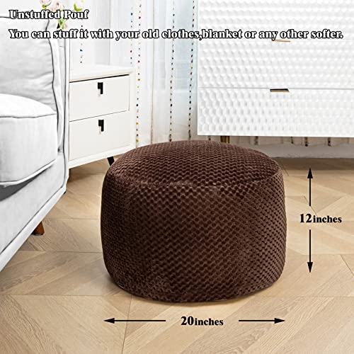 Asuprui Pouf Ottoman Unstuffed Round Poof Seat Foot Stool Ottoman Foot Rest No Filler 20x20x12 Inches Fuzzy Chair Floor Pouf Storage for Living Room Bedroom Coffee - color: Coffee