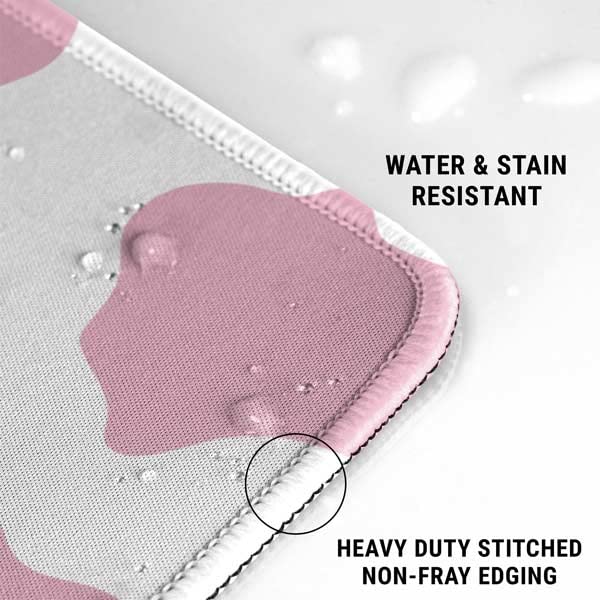 Skinit Small Gaming Mouse Pad - Pink Cow Print Design with Stitched Edges, Waterproof, Non-Slip Rubber Base, Desk Mat for Keyboard & Mouse, 12.6" x 11" inches - color: Pink - PTTRNS06, size: 12.6" x 11"