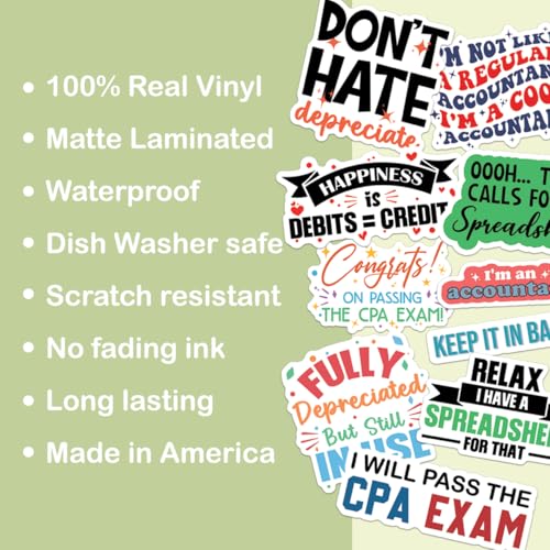 10pcs Accountant Sticker Sheet, Funny and Cute Vinyl Decals for Accountants, CPAS, Bookkeepers, Office Workers, Waterproof, UV-Resistant, for Laptop, Water Bottle, Journal, Notebook (Design 2) - color: Design 2