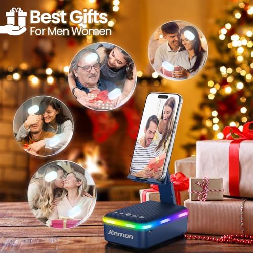 JTEMAN Gifts for Men Women,Cell Phone Stand with Bluetooth Speaker,LED Light,and Lanyard,Cool Tech Gadgets,Unique Birthday Gifts for Men Husband Mom Dad-Blue - color: Blue