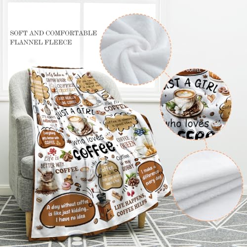 Jekeno Fun Coffee Blanket Gifts for Women Men Kids Boys Girls Dad Mom Husband Wife Friends Birthday Christmas Halloween Decor Colleagues Classmates Home Bedroom Living Room Throw Blanket 50"x60" - color: Brown White, size: 50"x60"