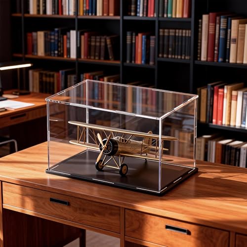 Acrylic Box with Matt Black Base, Simple Self-Assembly Clear Acrylic Display Case, 14.5x11x11 inch Showcase with Lid for Collectibles & DIY Dollhouse - color: Matt Black, size: 14.5x11x11 inch
