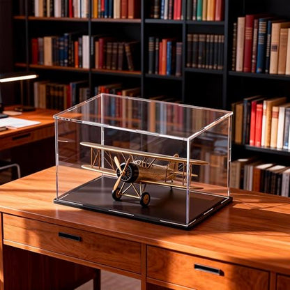 Acrylic Box with Matt Black Base, Simple Self-Assembly Clear Acrylic Display Case, 14.5x11x11 inch Showcase with Lid for Collectibles & DIY Dollhouse - color: Matt Black, size: 14.5x11x11 inch