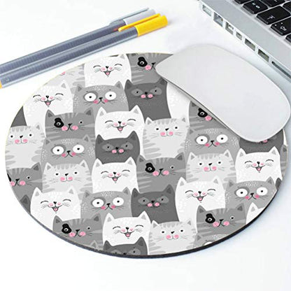 Funny Grey Cats Customized Round Non-Slip Rubber Mousepad Gaming Mouse Pad 7.9"X7.9" inch - color: Amr03